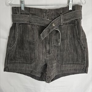 Madewell Snap Belt Paperbag High Waist Black Denim Shorts Size 29